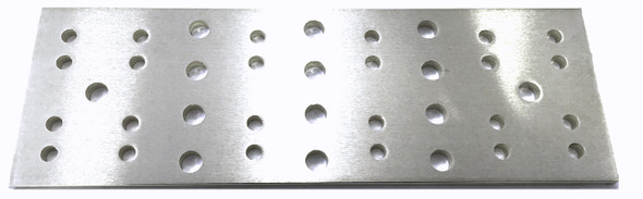 Figure 5 — Figure E — A tinned-copper master grounding bus bar. The shield, the filter cases, the equipment racks, and the room's signal reference all bond to a bar like this, which in turn reaches the earth-…