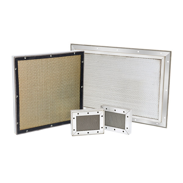 Figure 9 — Figure I — A honeycomb waveguide vent panel: thousands of small metallic cells, each one a short below-cutoff waveguide, passing HVAC air with modest pressure drop while delivering 80–100+ dB of sh…